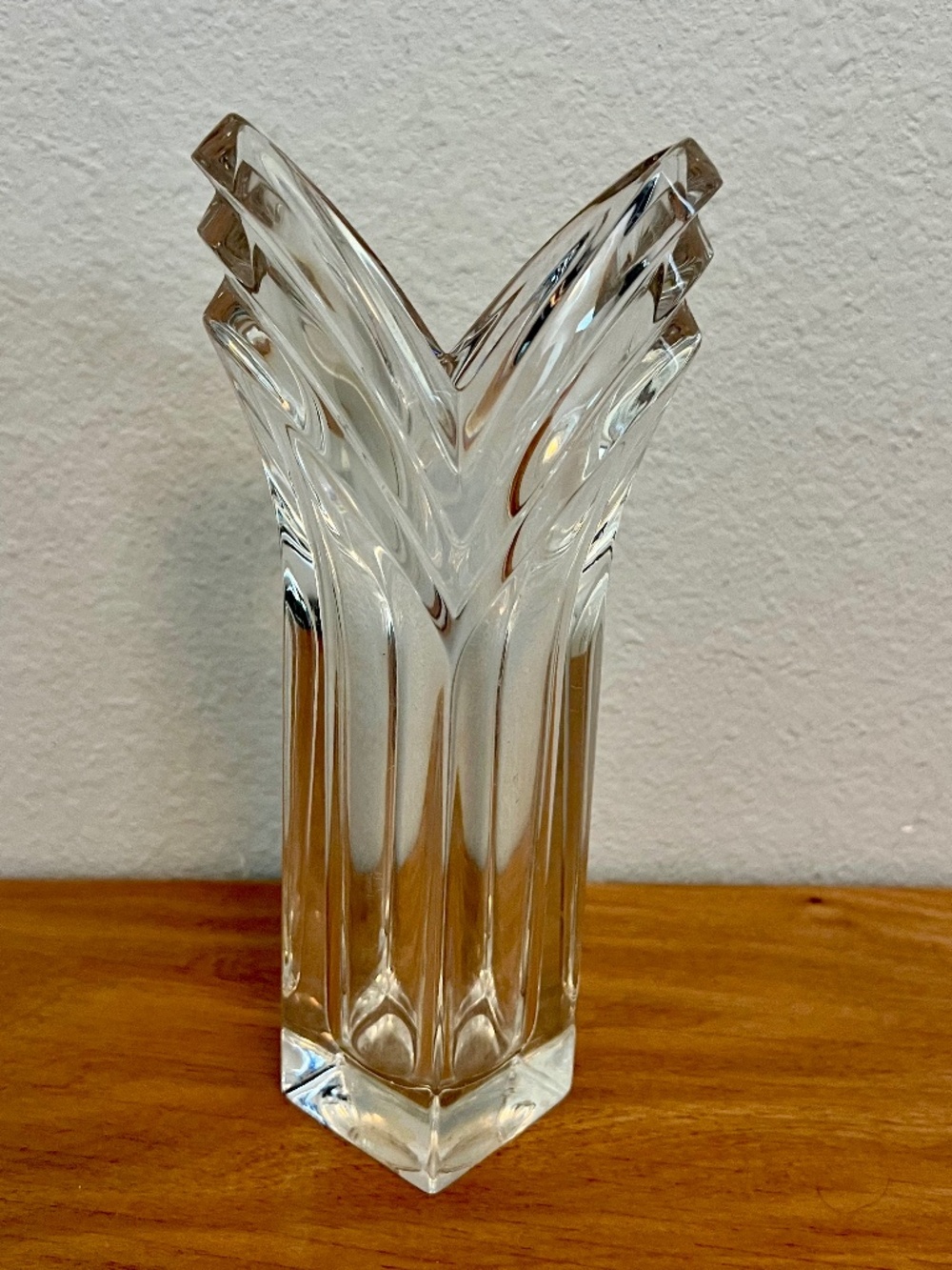 Mikasa Art Deco Crystal Bud Vase 8.5" Germany Waterfall V Mouth Luxe Decor